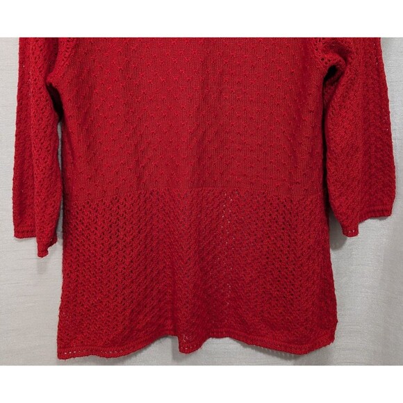 Kim Rogers Women’s S/M Open Front Cardigan Sweater Red Holiday Christmas Comfy - Picture 11 of 12